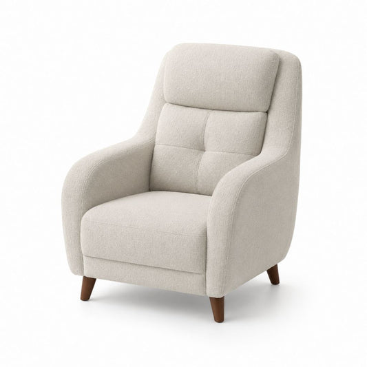 Poltrona da soggiorno beige in poliestere bouclé con braccioli sagomati 78 x 82 x 101 cm