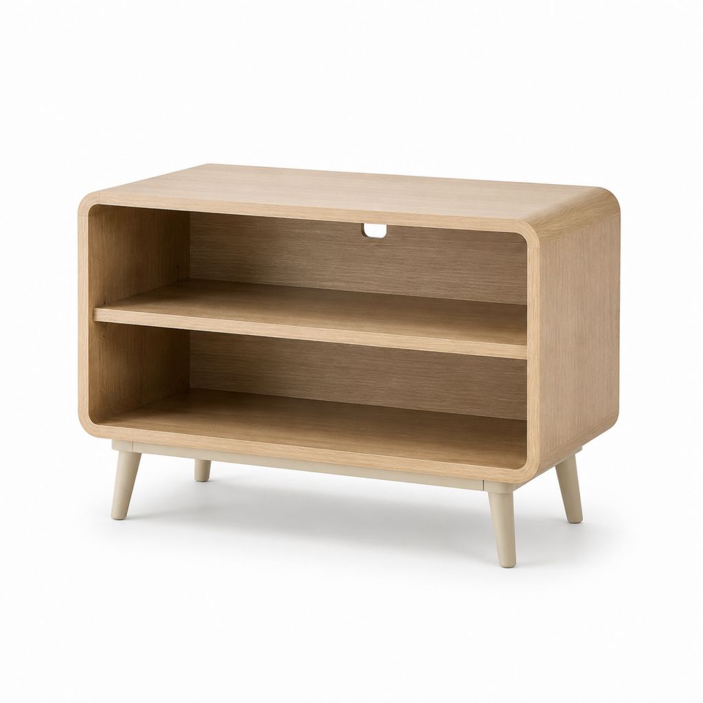 Mobile TV in rovere chiaro MDF impiallacciato con ripiani aperti 90 x 40 x 64 cm
