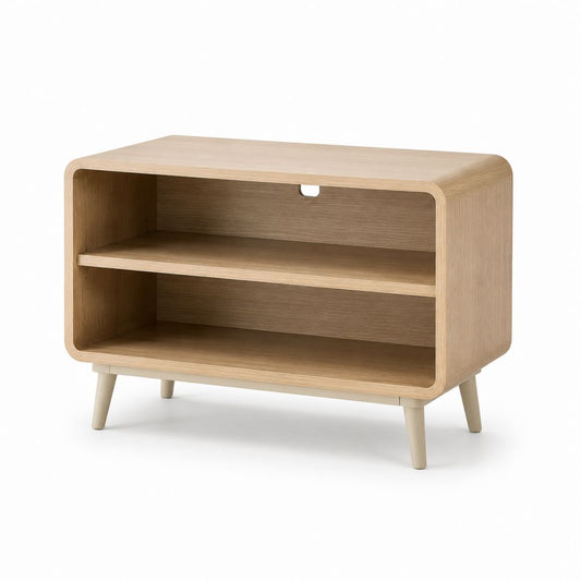 Mobile TV in rovere chiaro MDF impiallacciato con ripiani aperti 90 x 40 x 64 cm