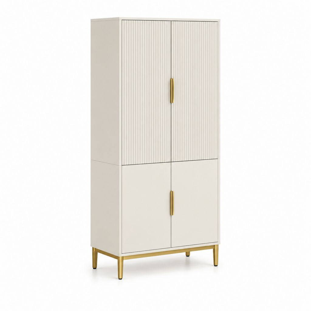 Mobile contenitore alto da soggiorno crema in MDF rettangolare 80 x 40 x 180 cm