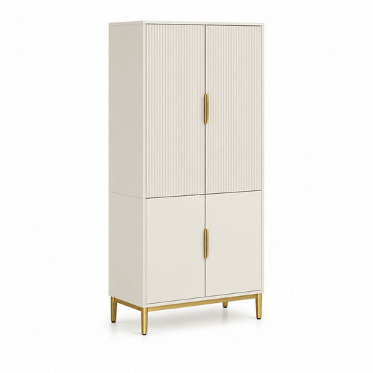 Mobile contenitore alto da soggiorno crema in MDF rettangolare 80 x 40 x 180 cm