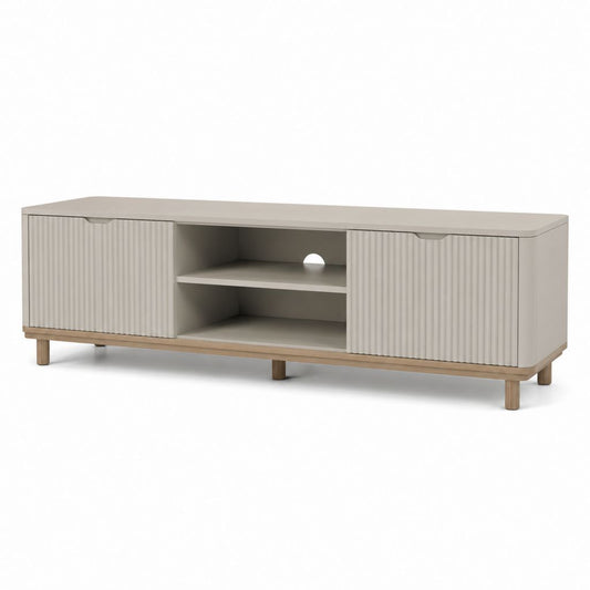 Mobile TV con ante scorrevoli beige in MDF 160 x 40 x 55 cm