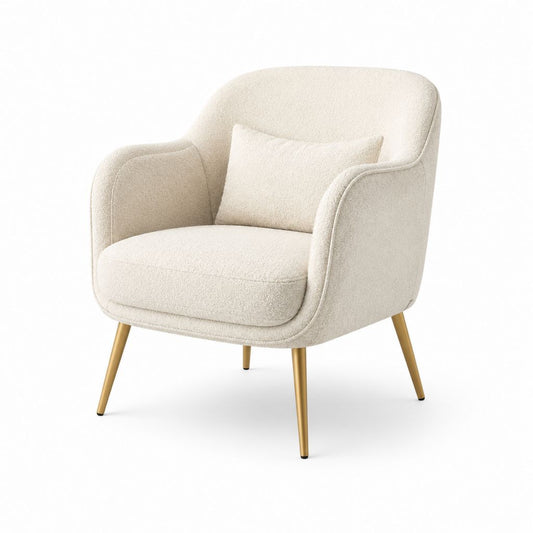Poltrona da soggiorno beige in poliestere bouclé con gambe in acciaio 76 x 80 x 84 cm