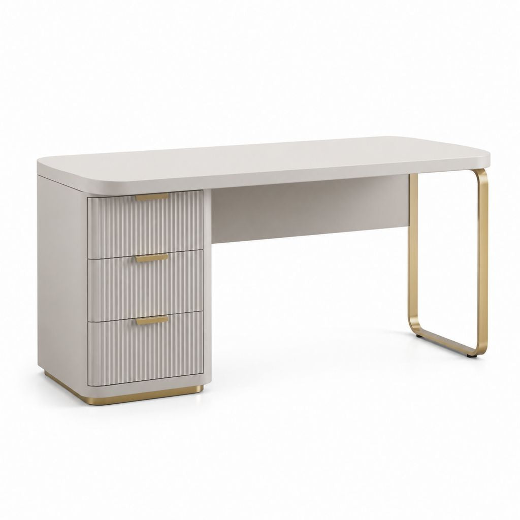 Scrivania da ufficio con 3 cassetti tortora in MDF e acciaio 120 x 60 x 75 cm