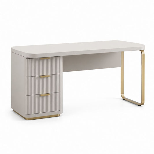 Scrivania da ufficio con 3 cassetti tortora in MDF e acciaio 120 x 60 x 75 cm